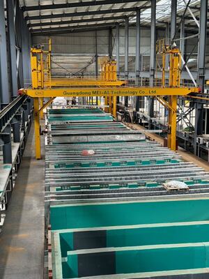 Guter Preis 750 T/M Kapazität Horizontale Anodisierungsleitung mit 6500 mm Max-Profillänge und 10-12 μm Filmdicke Online